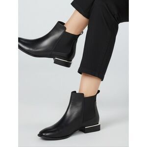 The Wishbone Collection Black Ankle Boots With Silver Trim
